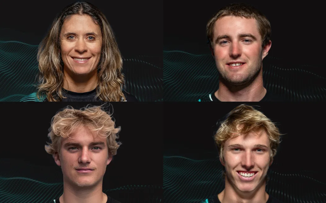 Jo Aleh, Josh Armit, Jake Pye and Seb Menzies join Team New Zealand for the 2027 America's Cup.