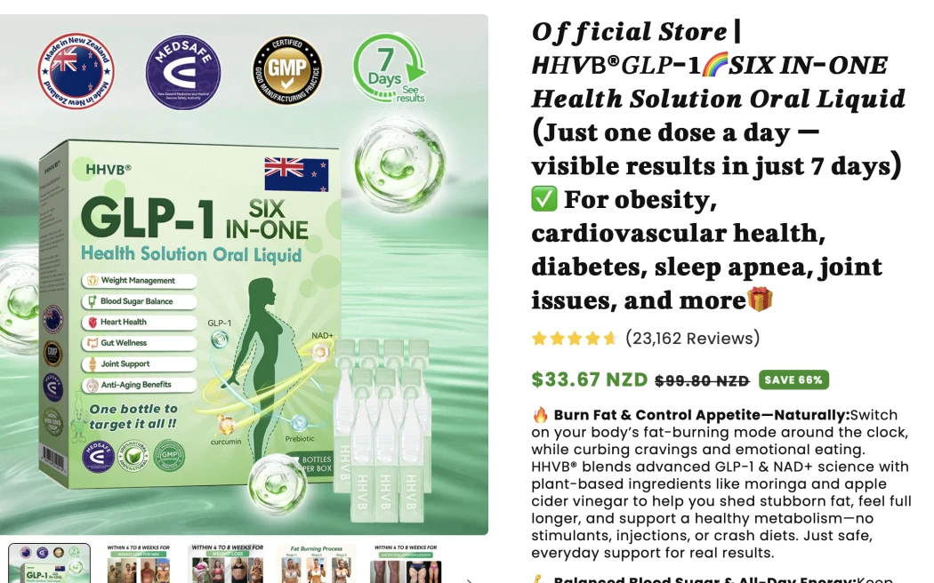 Products being advertised claim, falsely, they are approved by NZ authorities.