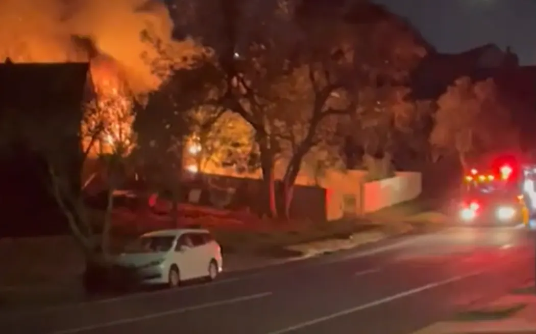 Massive flames at the house fire on Murvale Drive, Bucklands beach.