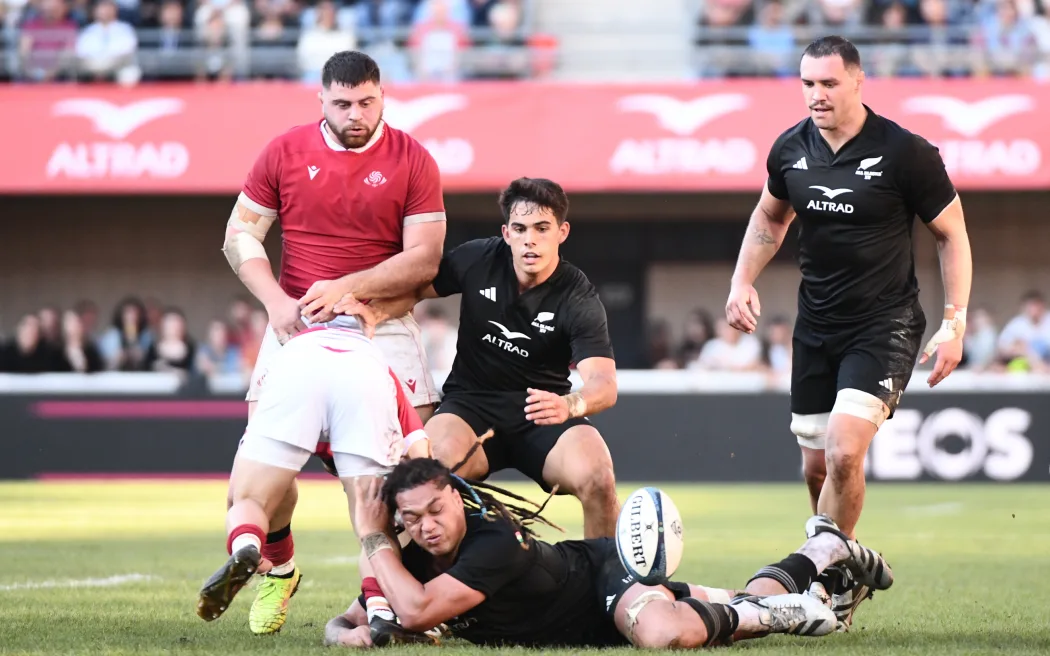 Naitoa Ah Kuoi, Devan Flanders, Noah Hotham - New Zealand All Blacks XV v Georgia, 2024.