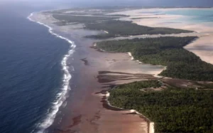 North and South Tarawa are seen from the air in the Pacific island nation of Kiribati May 23, 2013.