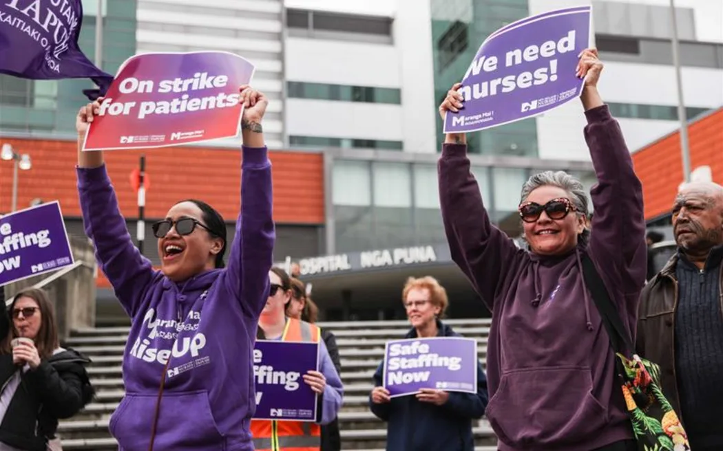 Nurses and supporters on strike in Wellington on September 2.