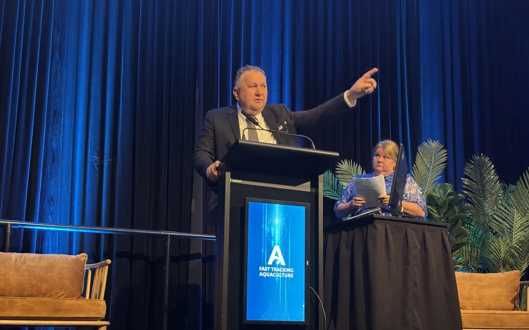 Oceans and Fisheries Minister Shane Jones at the Aquaculture NZ conference in Nelson.