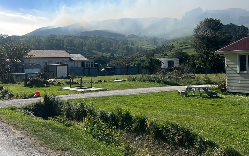 Smoke from a fire in Pōrangahau.