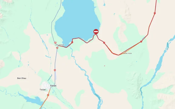 State Highway 8/Tekapo-Twizel Road, from Tekapo to Lake Pukaki in the Mackenzie Country, is closed after a truck crash.
