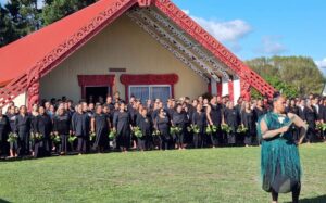 The powhiri at Omahu Marae.