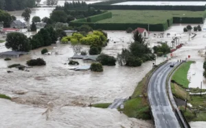 The Ngaruroro River in Hawke's Bay after it burst its banks during Cyclone Gabrielle.