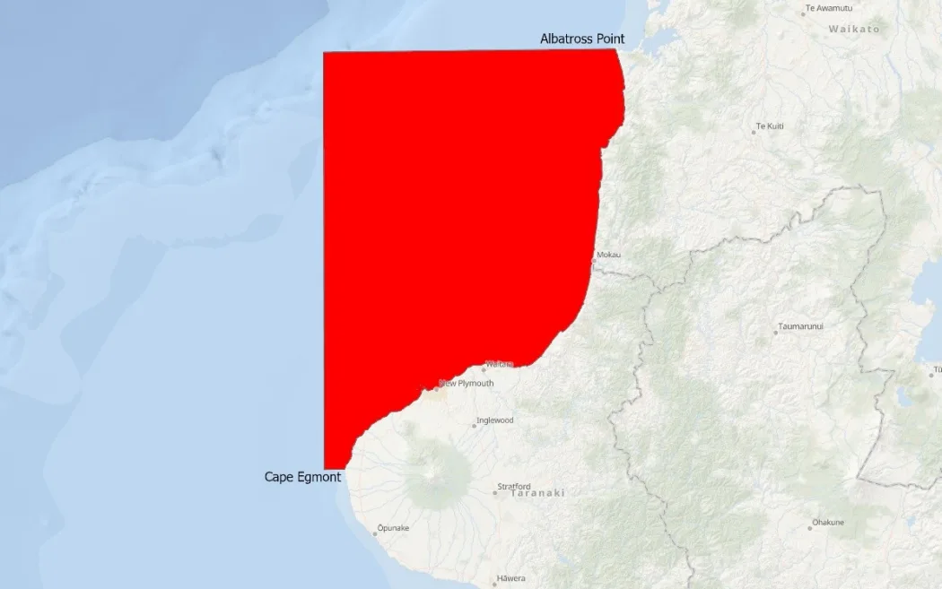 Cảnh báo khẩn cấp: Hải sản Taranaki nhiễm độc tố nguy hiểm 2 The warning extends from Cape Egmont north to Albatross Point, near Kawhia.