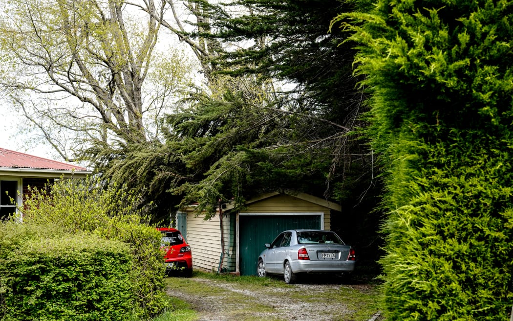 Hàng ngàn hộ dân Southland, Otago vẫn mất điện sau bão dữ 2 a fallen tree on top of a garage after s Hàng ngàn hộ dân Southland, Otago vẫn mất điện sau bão dữ