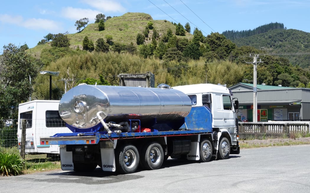A tanker has been stationed near Kāeo’s main road so locals can fill containers with drinking water.