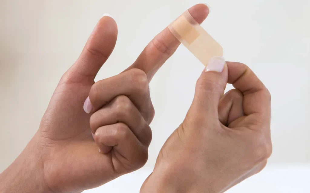 bandage on an injured finger