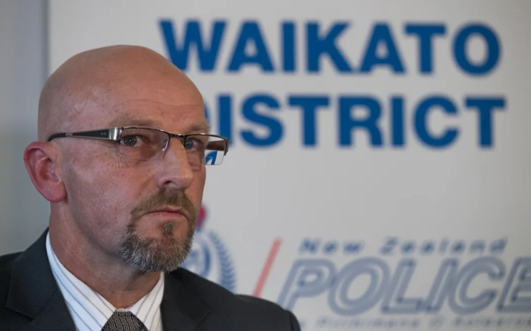 Detective superintendent Chris Page at the Waikato District Central police station in Hamilton, updates media on the hunt for fugitive Rollie Heke, who fired at police during a traffic stop in Morrinsville,