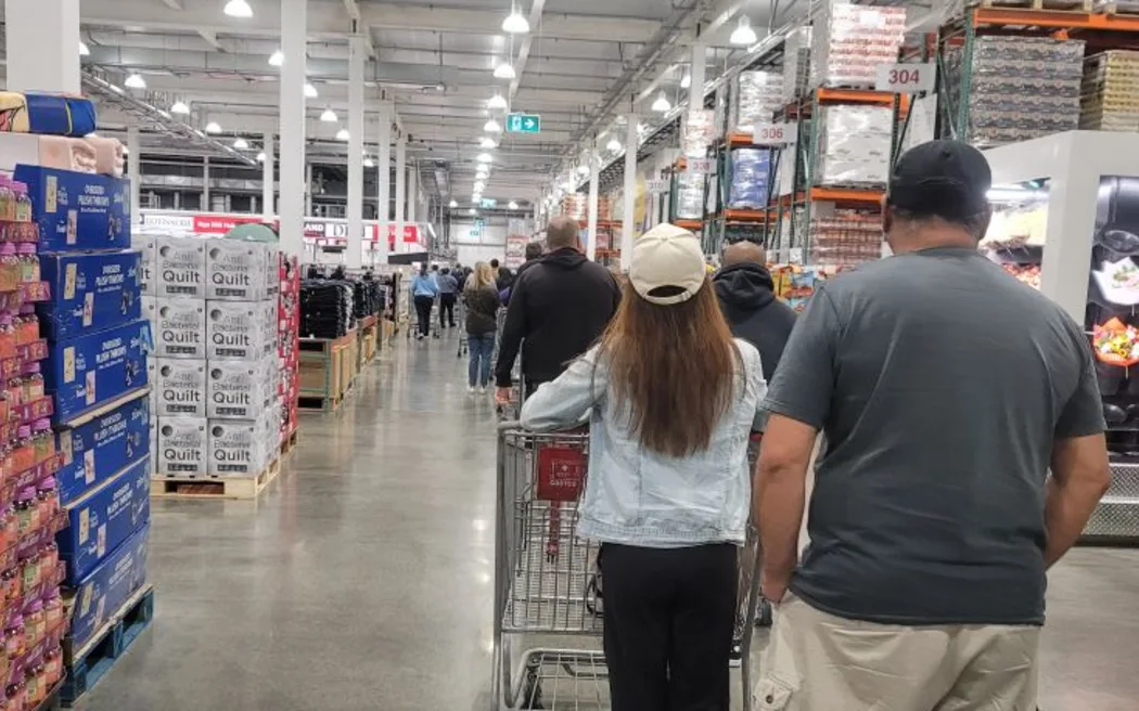 Shoppers queue for butter at Costco Westgate