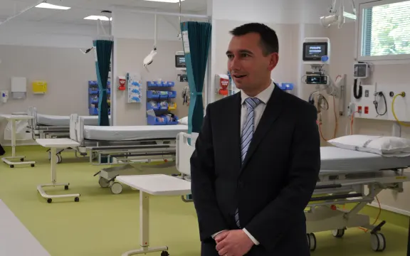 Health Minister Simeon Brown in the new emergency department at Nelson Hospital.