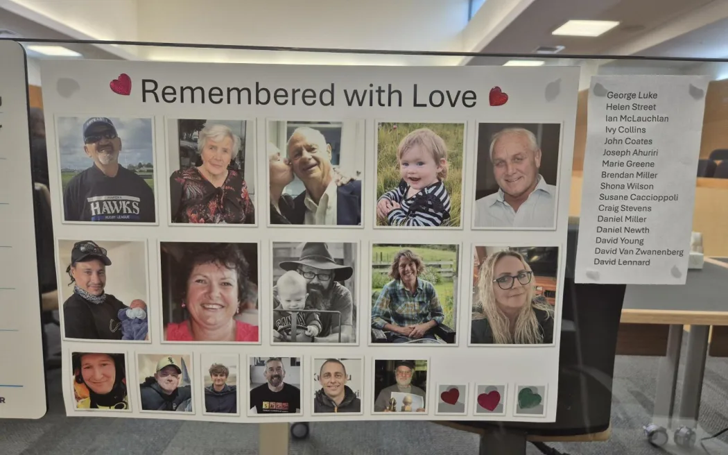 Images of those who died in relation to the cyclone are on display in the courtroom