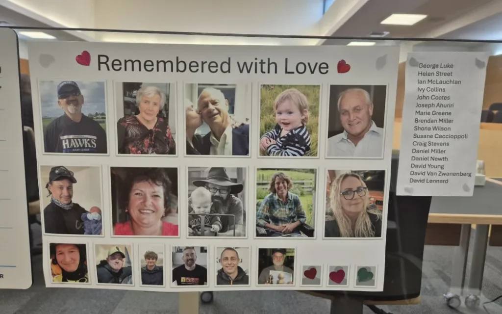 Images of those who died in relation to the cyclone are on display in the courtroom