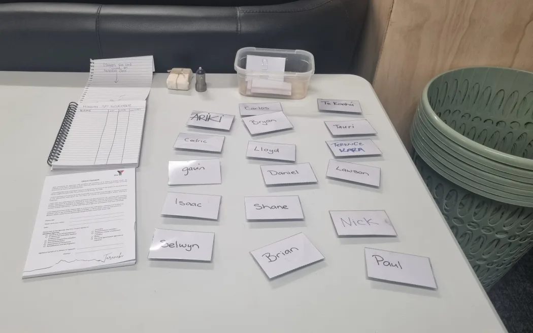 New Plymouth: Một đêm tại mái ấm "quá tải" giữa làn sóng vô gia cư tăng vọt 3 Men staying overnight register and check-in their personal belongings.