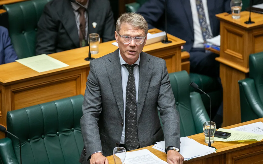 Minister for Treaty Negotiations, Paul Goldsmith, speaks during the third reading of the Taranaki Maunga Settlement Bill. There are about 12,000 individual contracts and commitments, with about 150 public organisations.