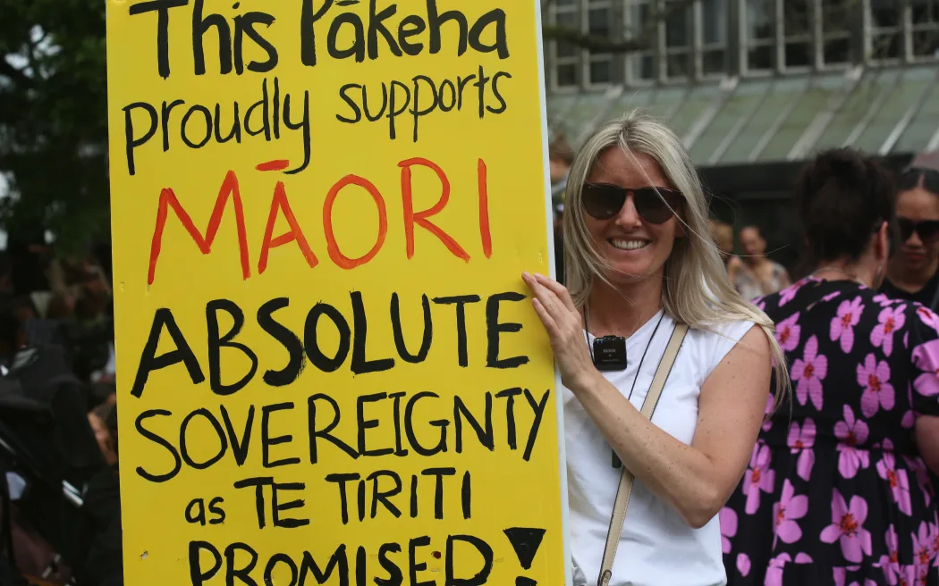 Michelle Hennessy was one of many Tangata Tiriti who attended the Hīkoi mō Te Tiriti.