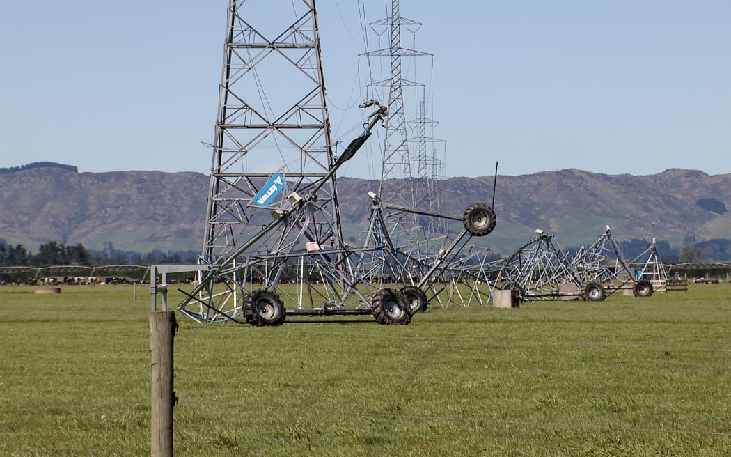 Giant pivot irrigators blown over on Friday 24 October, 2025