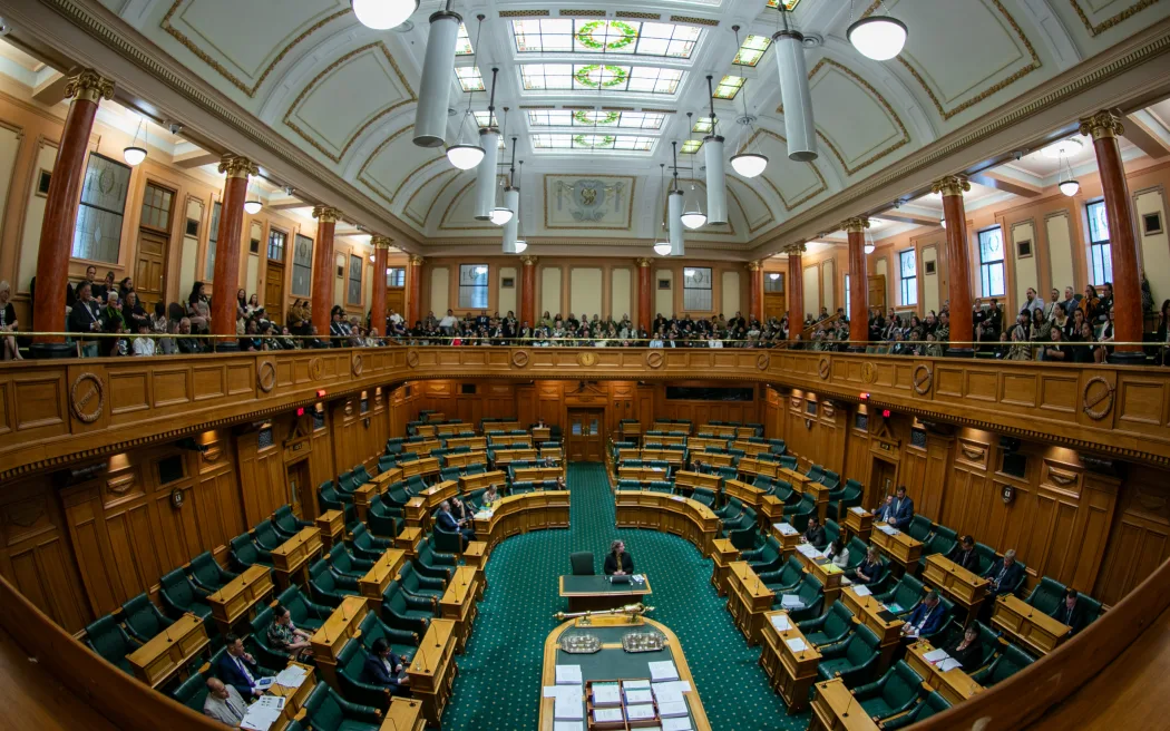 Parliament's debating chamber during a third reading of a Treaty Settlement Bill