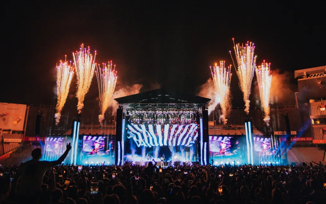 Six60 perform the first concert at Eden Park, broadcast to 11 Pacific Island countries.