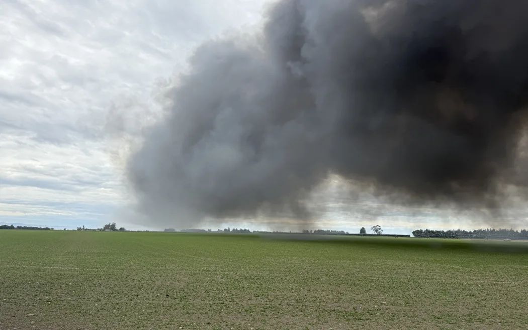 Fire fighters were called to the blaze burning through trees at a property near Darfield about 10am.