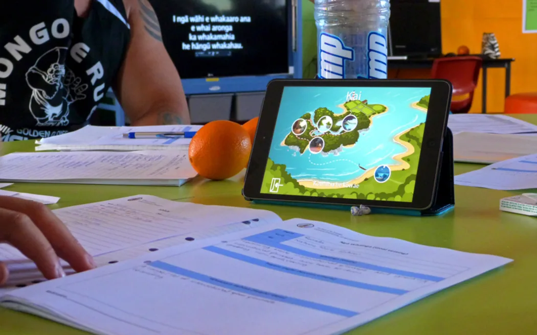 Classroom with students studying te reo Māori.