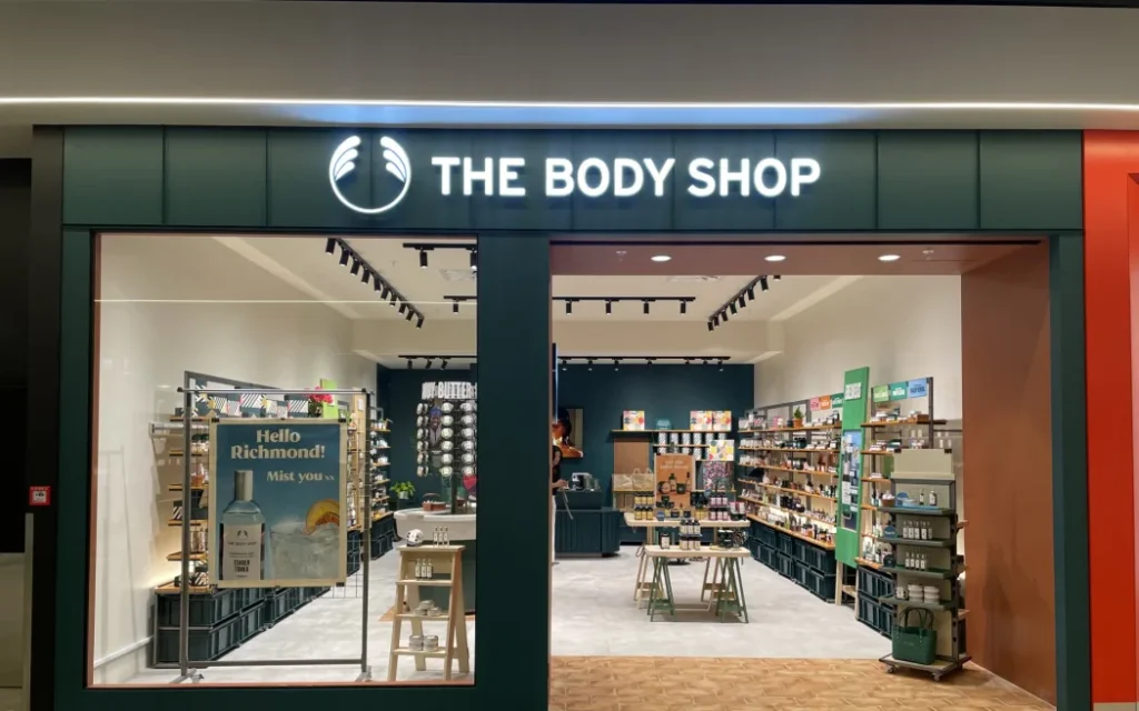 The entrance of the Body Shop in Richmond, near Nelson.