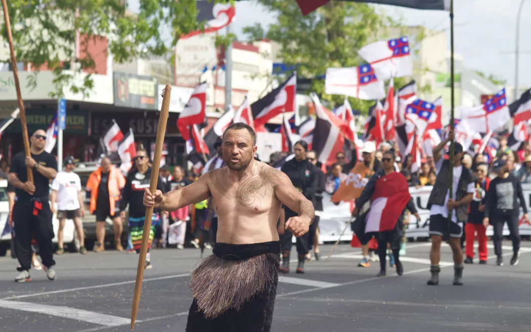 Hīkoi mō Te Tiriti in Hamilton.