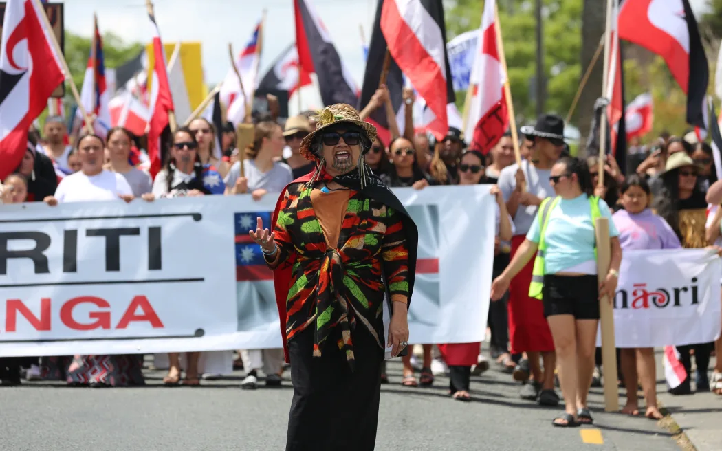 The hīkoi passes through Dargaville, Tuesday, 12 November 2024.