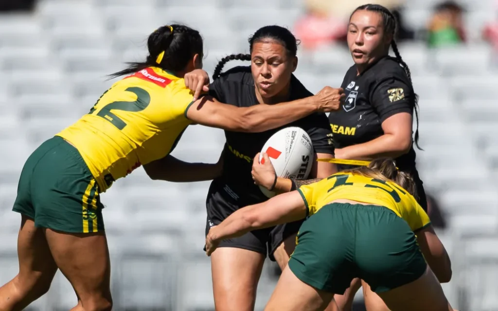 Kiwi Ferns Angelina Teakaraanga-Katoa - Paciﬁc Championships woman's rugby league test between New Zealand Kiwi Ferns v Australian Jillaroos at Eden Park.