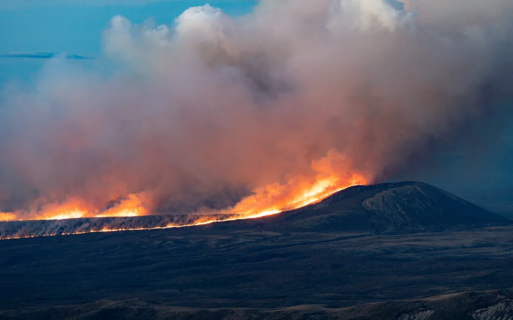 The fire at Tongariro National Park November 2025.