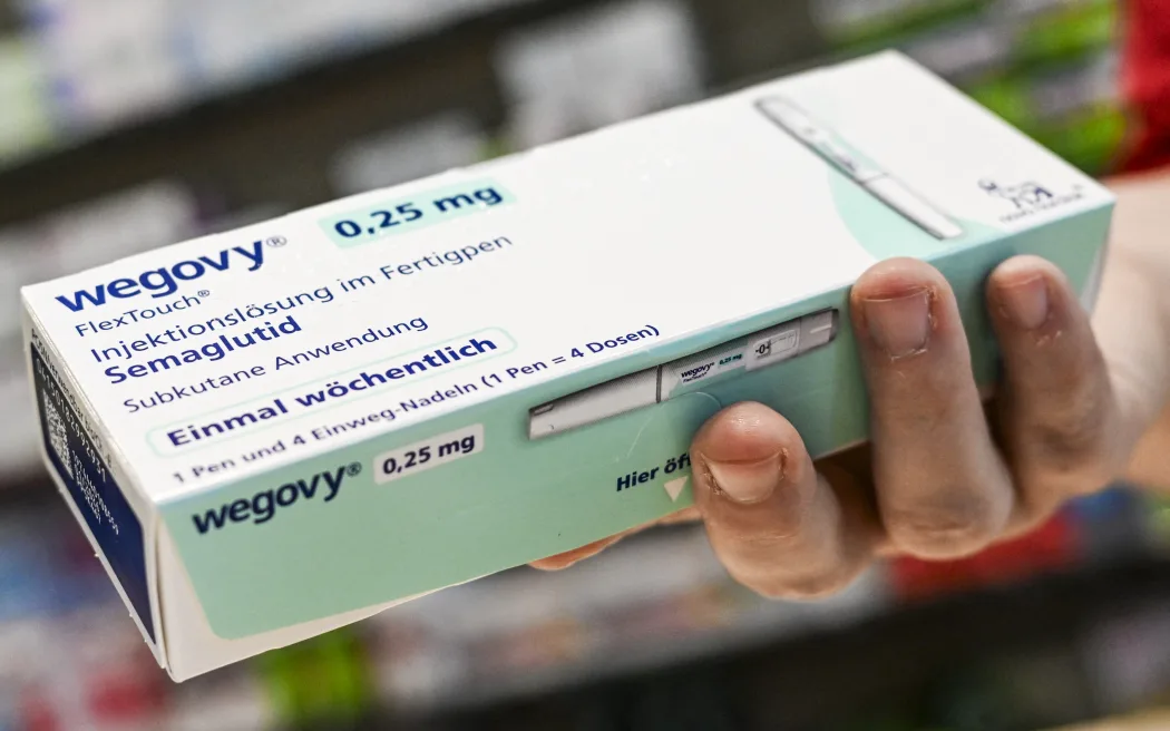 Wegovy slimming medication at a pharmacy in Berlin.